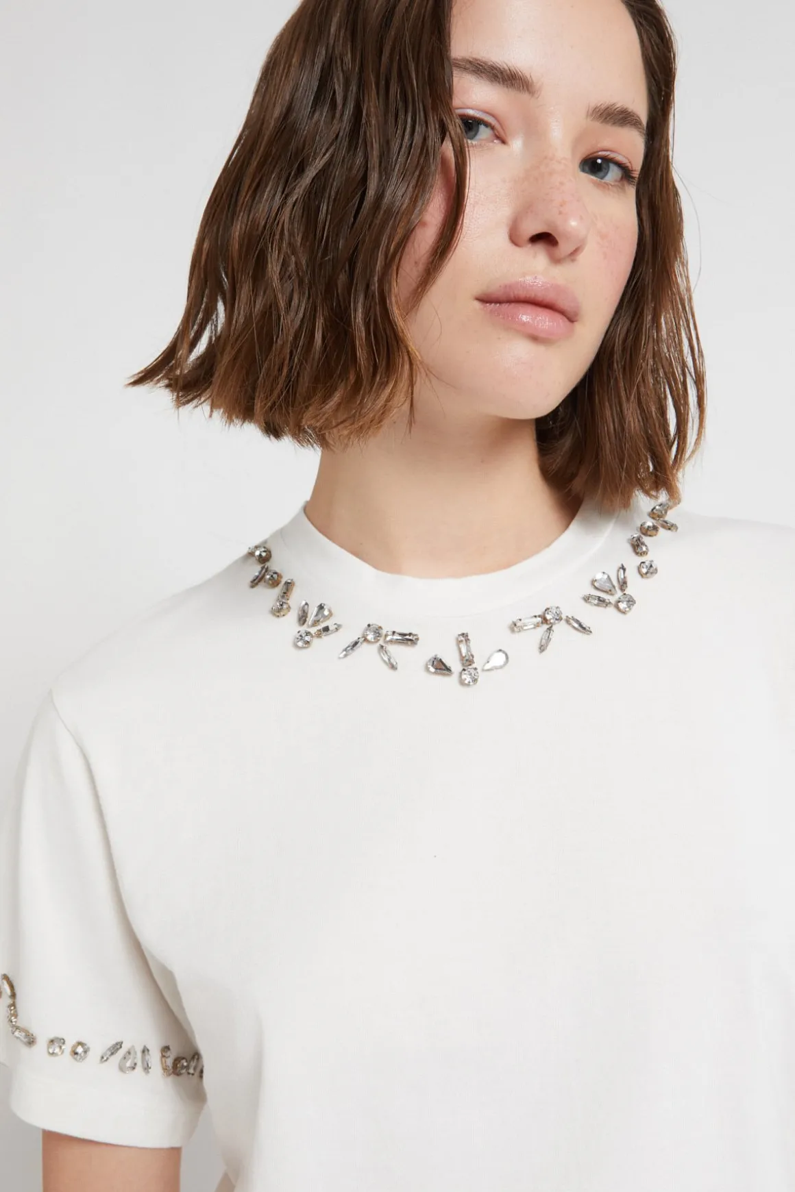 Blouse en coton avec pierres serties