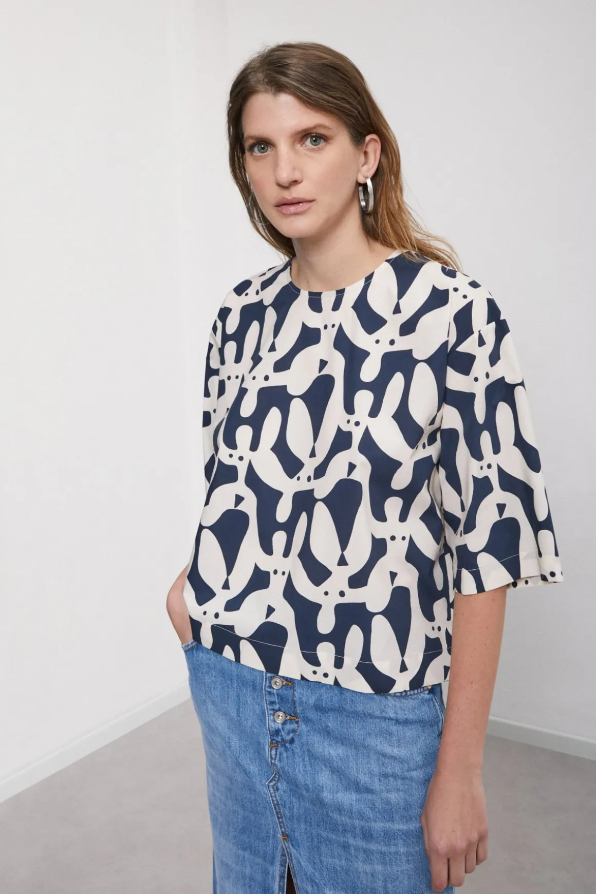 Blouse en popeline imprimée