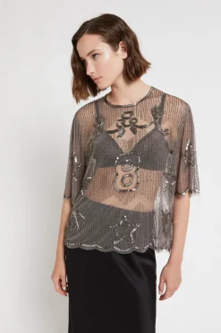 Blouse en tulle avec broderie