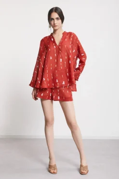 Blouse imprimée avec volants