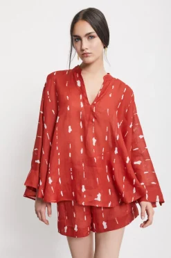 Blouse imprimée avec volants