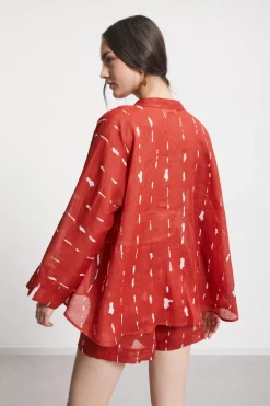 Blouse imprimée avec volants