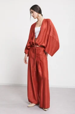 Cardigan en lin effet satin