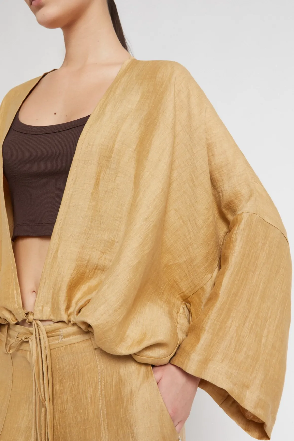 Cardigan en lin effet satin