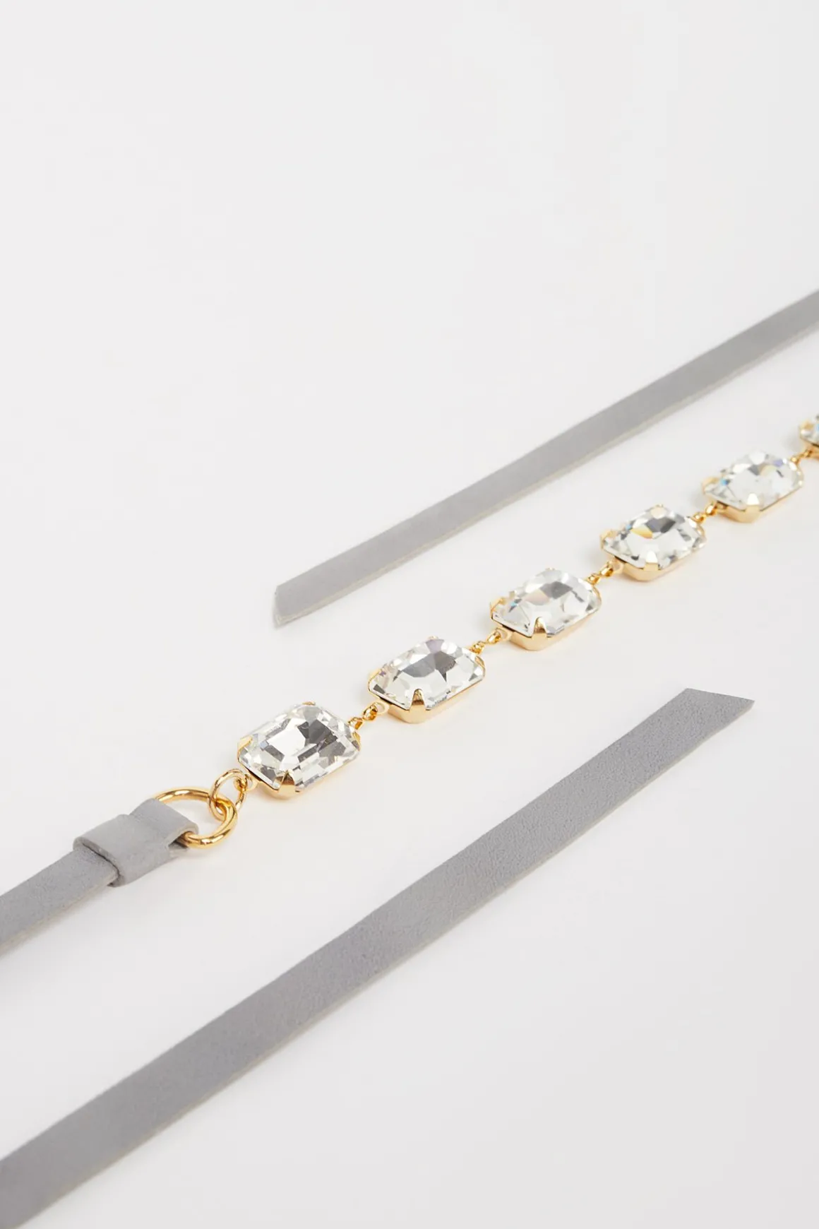 Ceinture fine en cuir avec cristaux