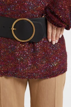 Ceinture haute en cuir avec boucle