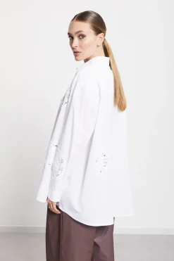Chemisier en coton avec applications au crochet