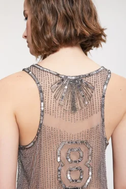 Débardeur en tulle avec broderie