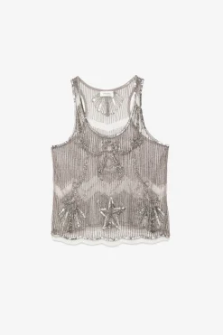 Débardeur en tulle avec broderie