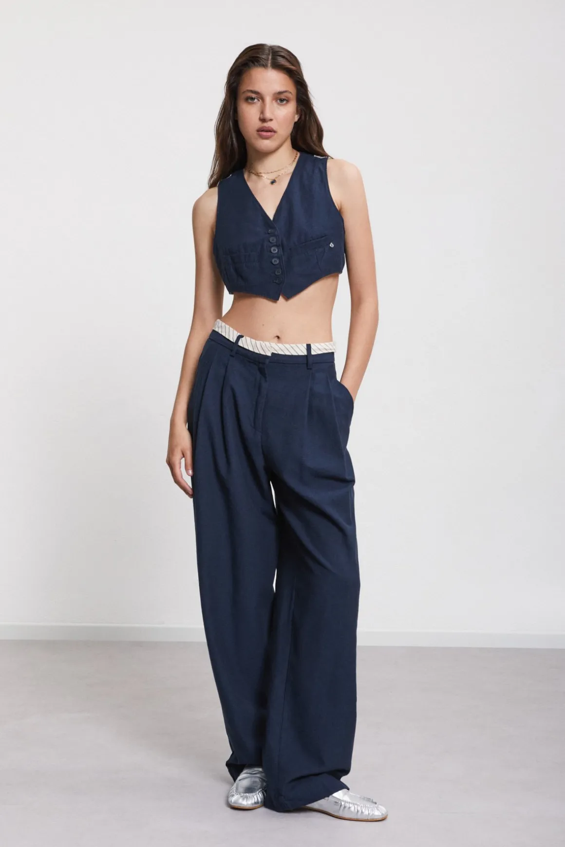 Gilet en lin tissu double