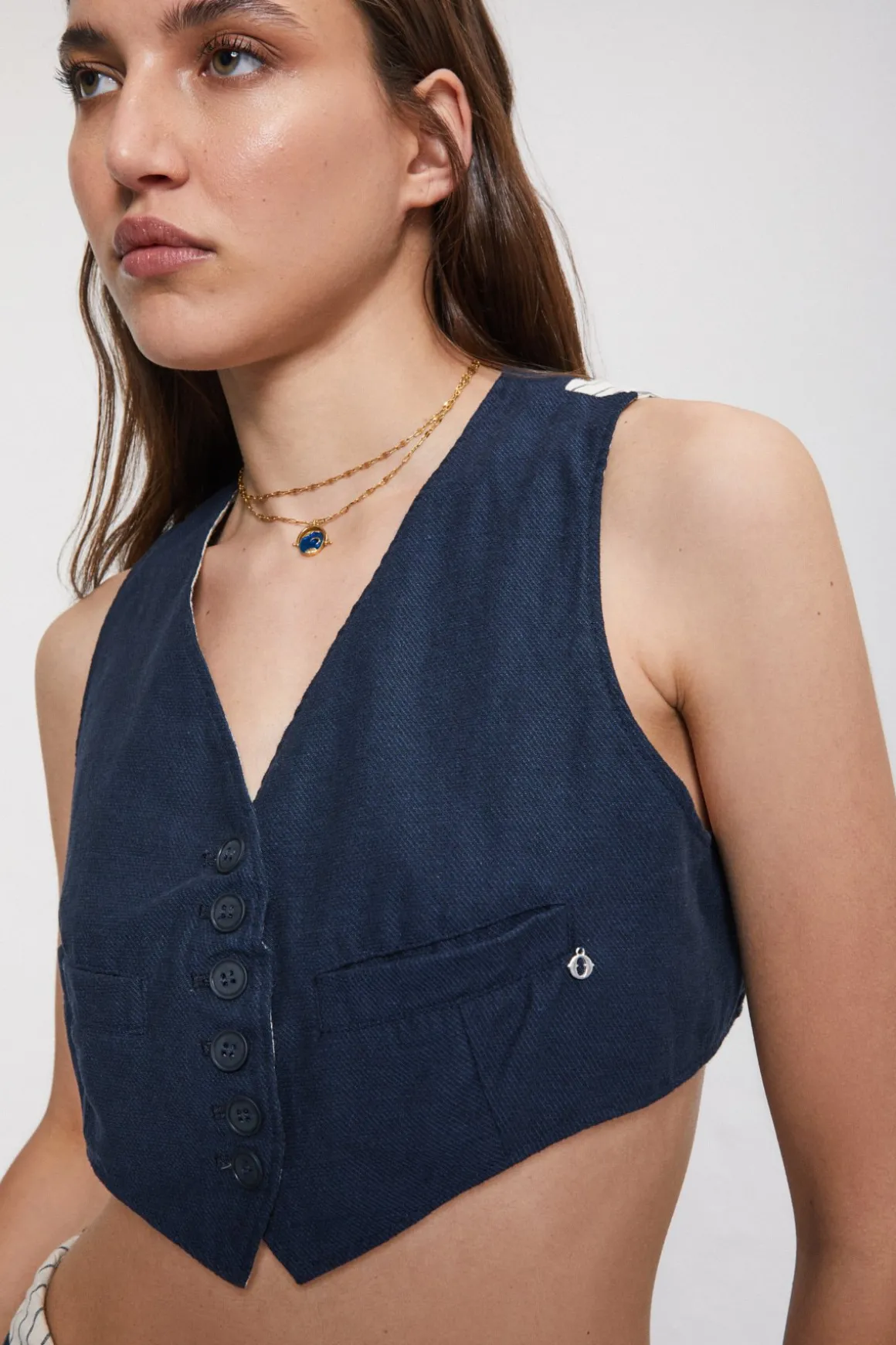Gilet en lin tissu double
