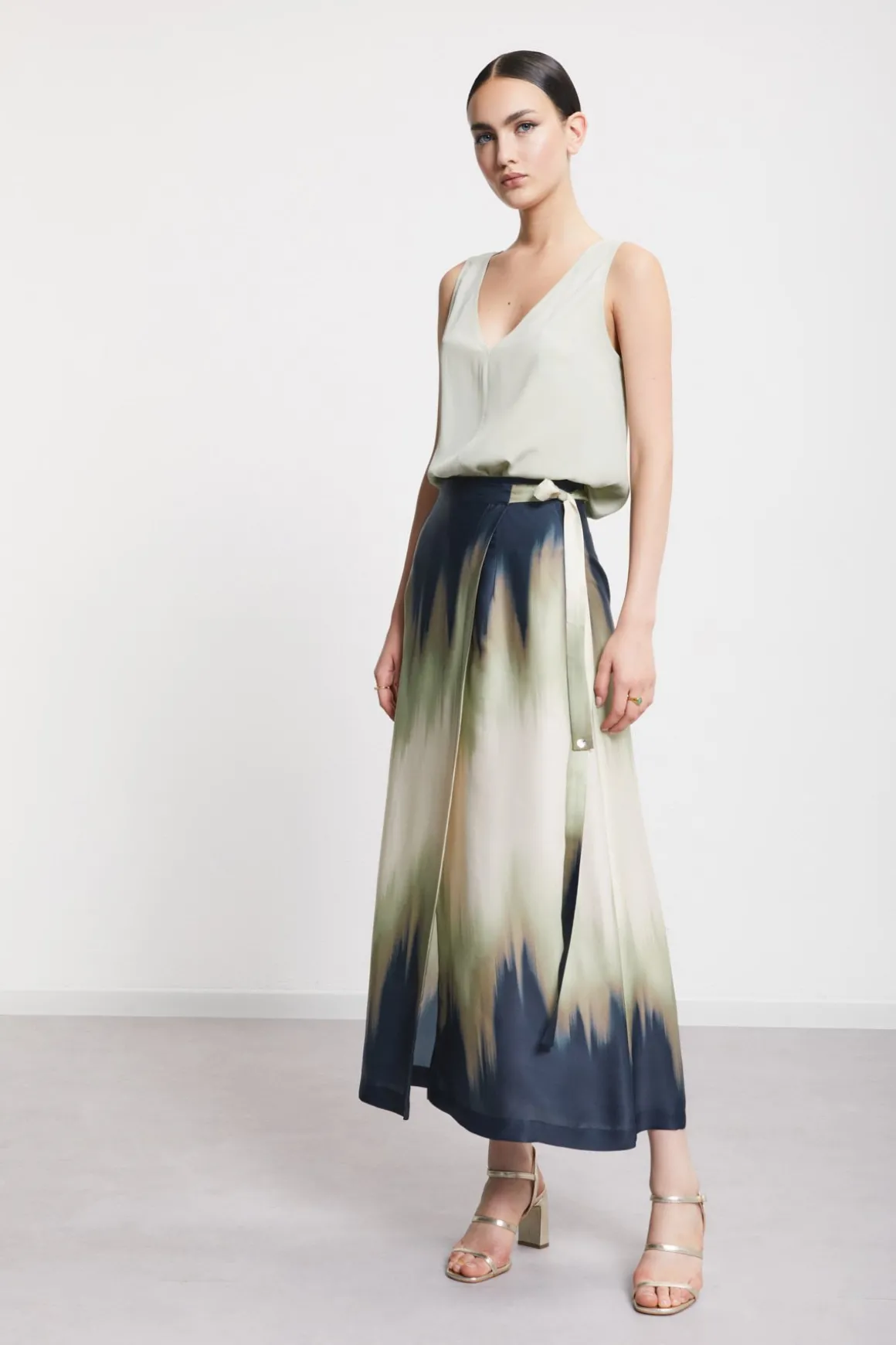 Jupe longue en viscose imprimée