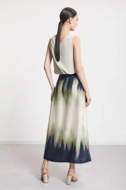 Jupe longue en viscose imprimée