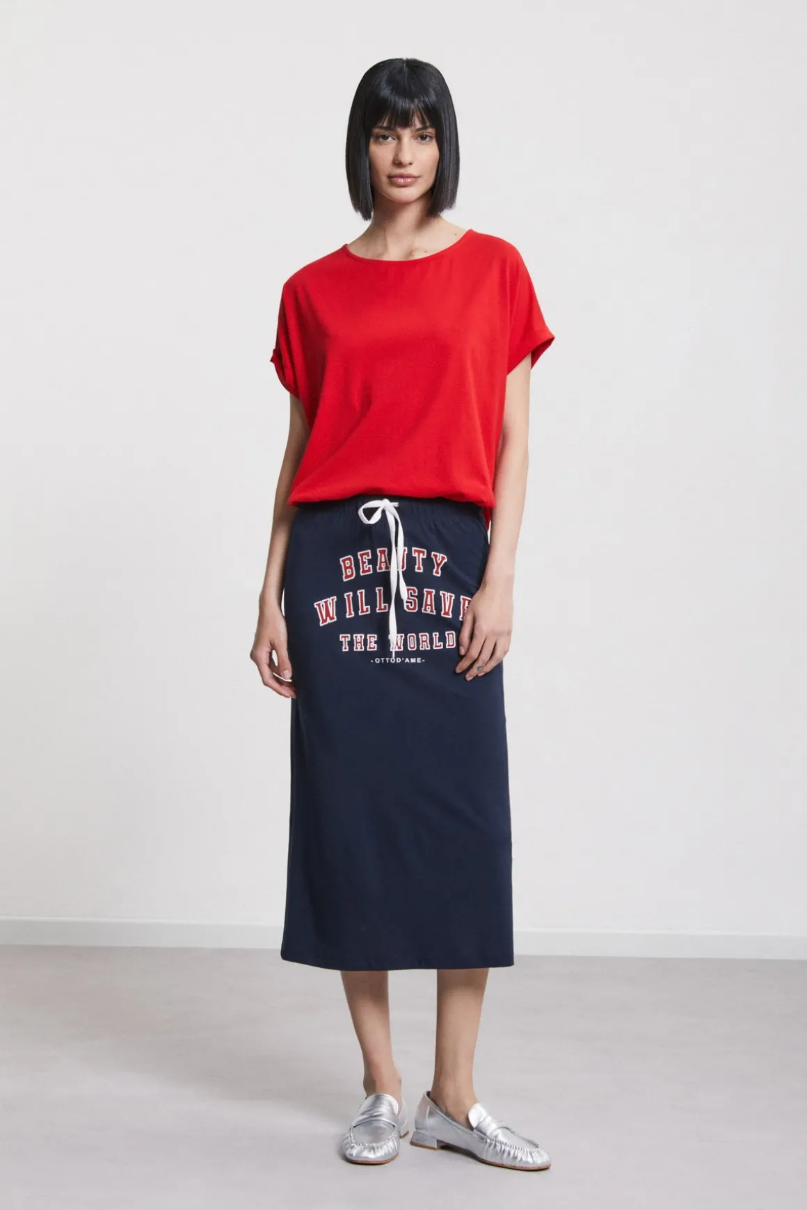 Jupe midi en coton