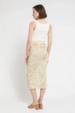 Jupe midi en jersey de coton imprimé