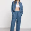 Pantalon carotte fit en lin imprimé