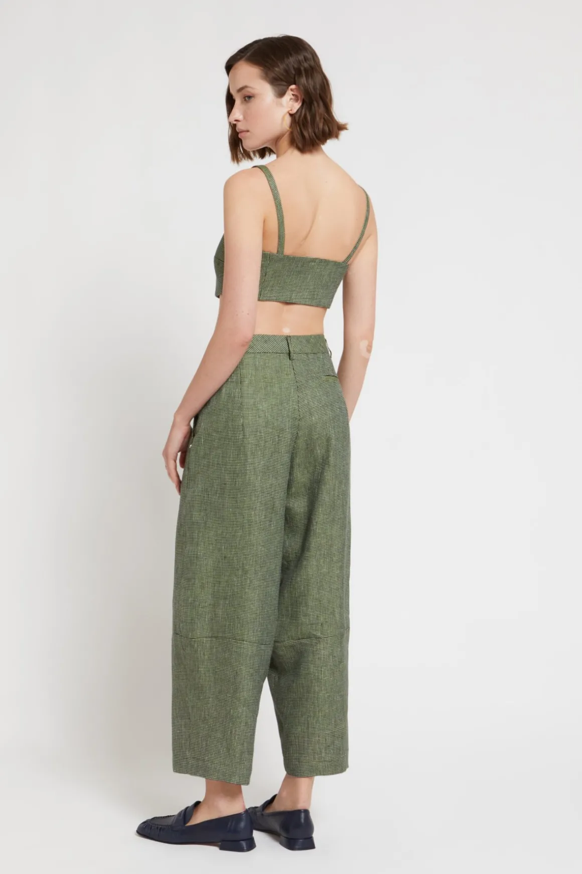 Pantalon carotte fit en lin