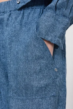 Pantalon carotte fit en lin imprimé