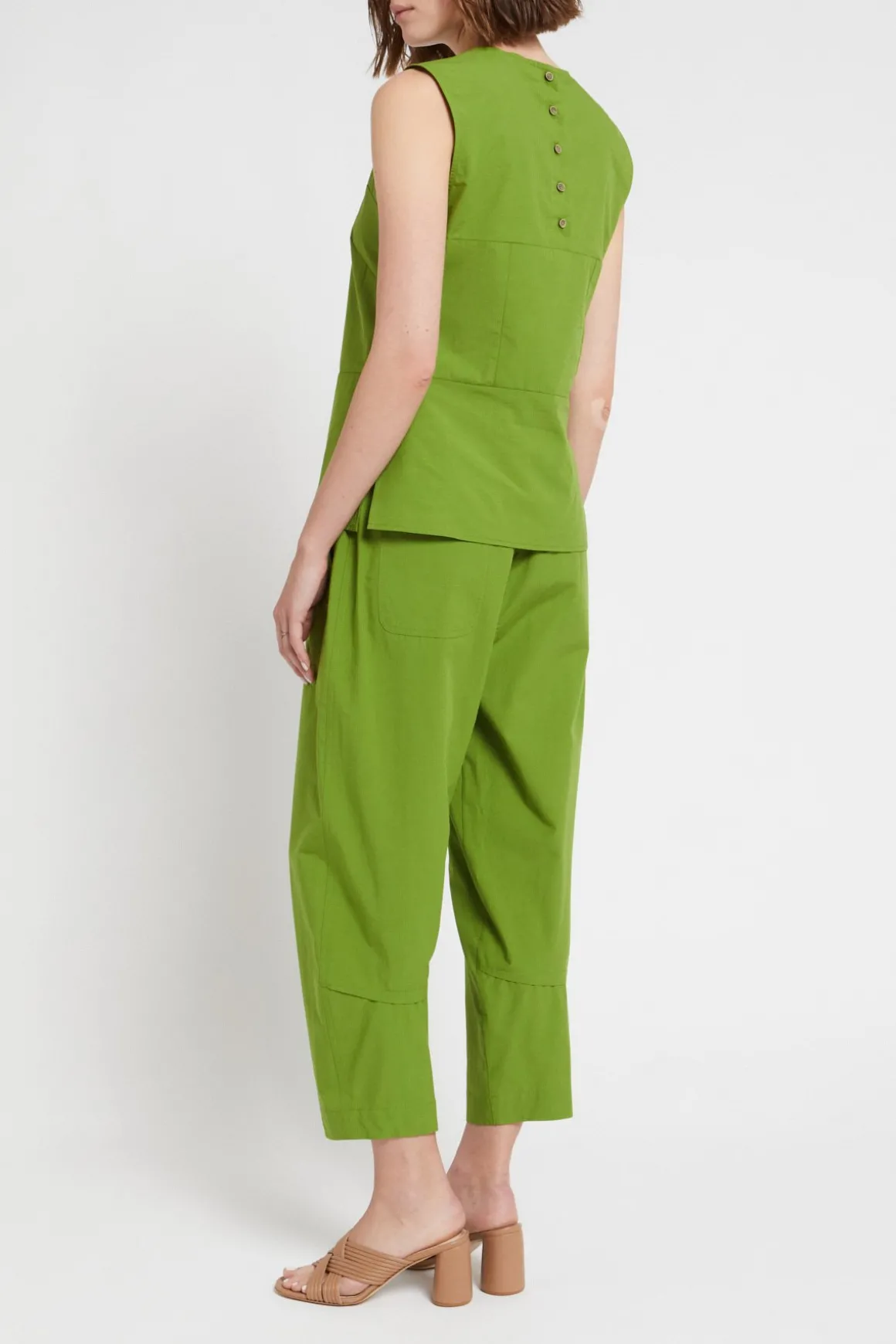 Pantalon carotte fit en popeline