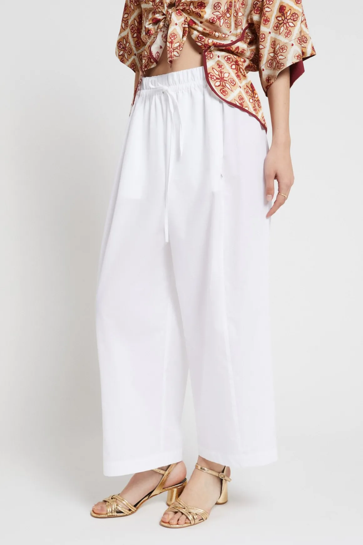 Pantalon cropped en popeline