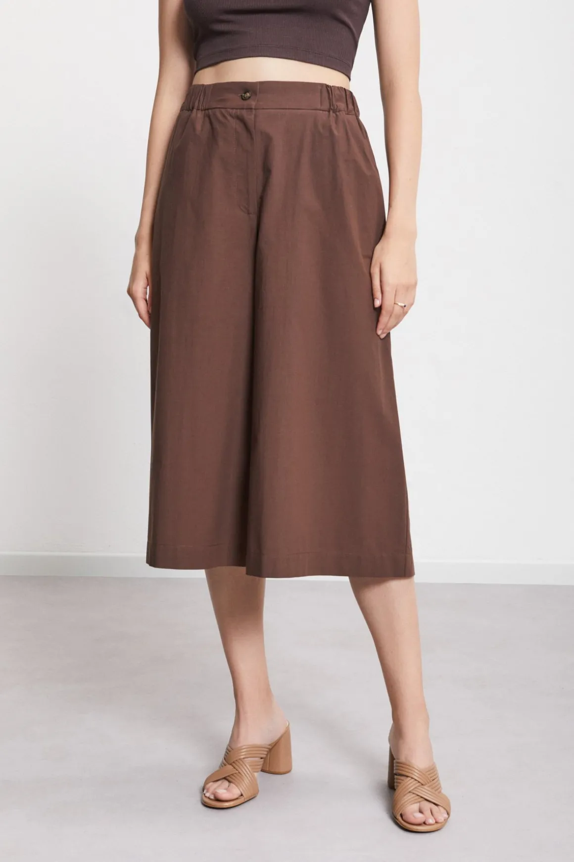 Pantalon cropped en popeline