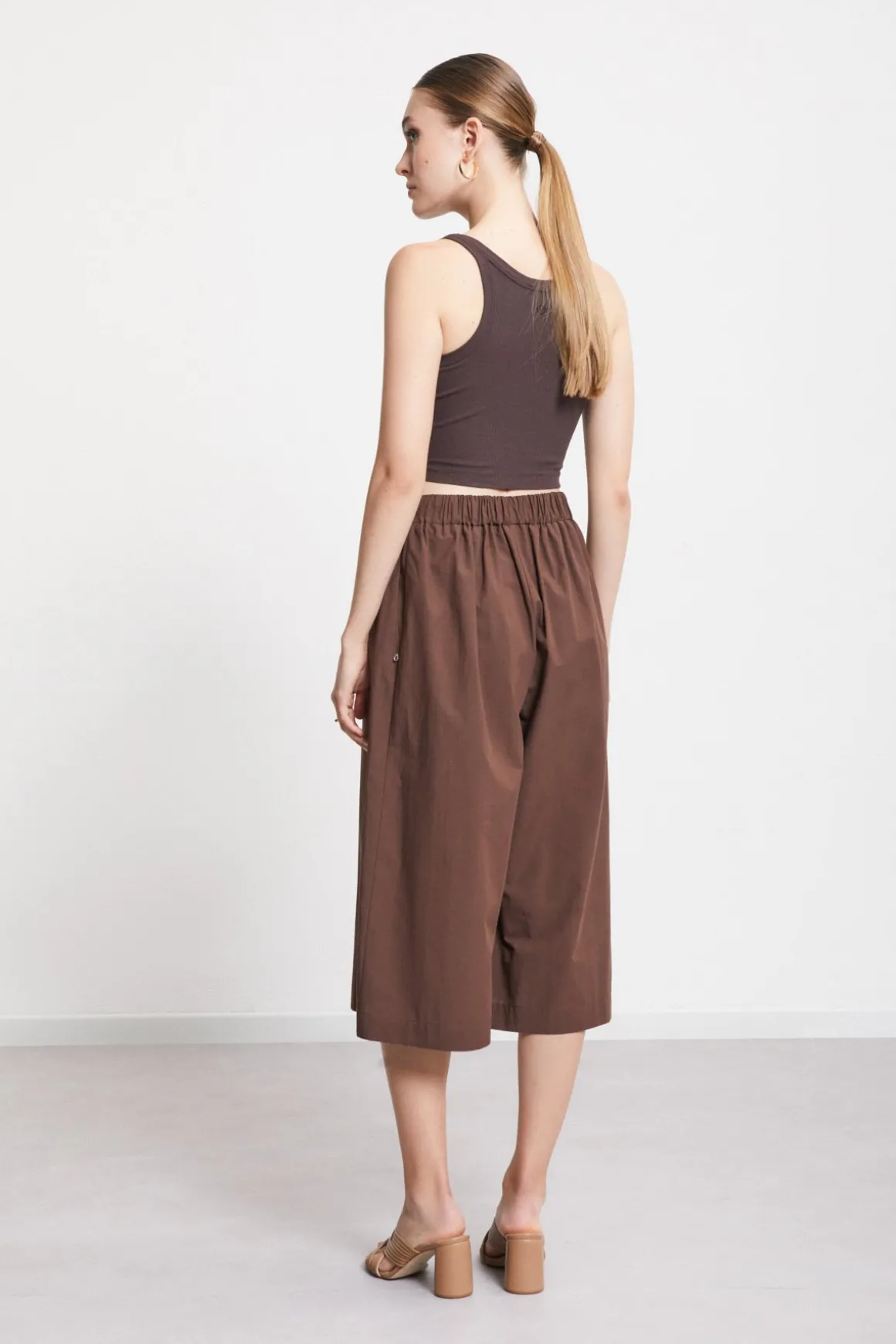 Pantalon cropped en popeline