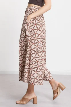 Pantalon culotte en coton imprimé