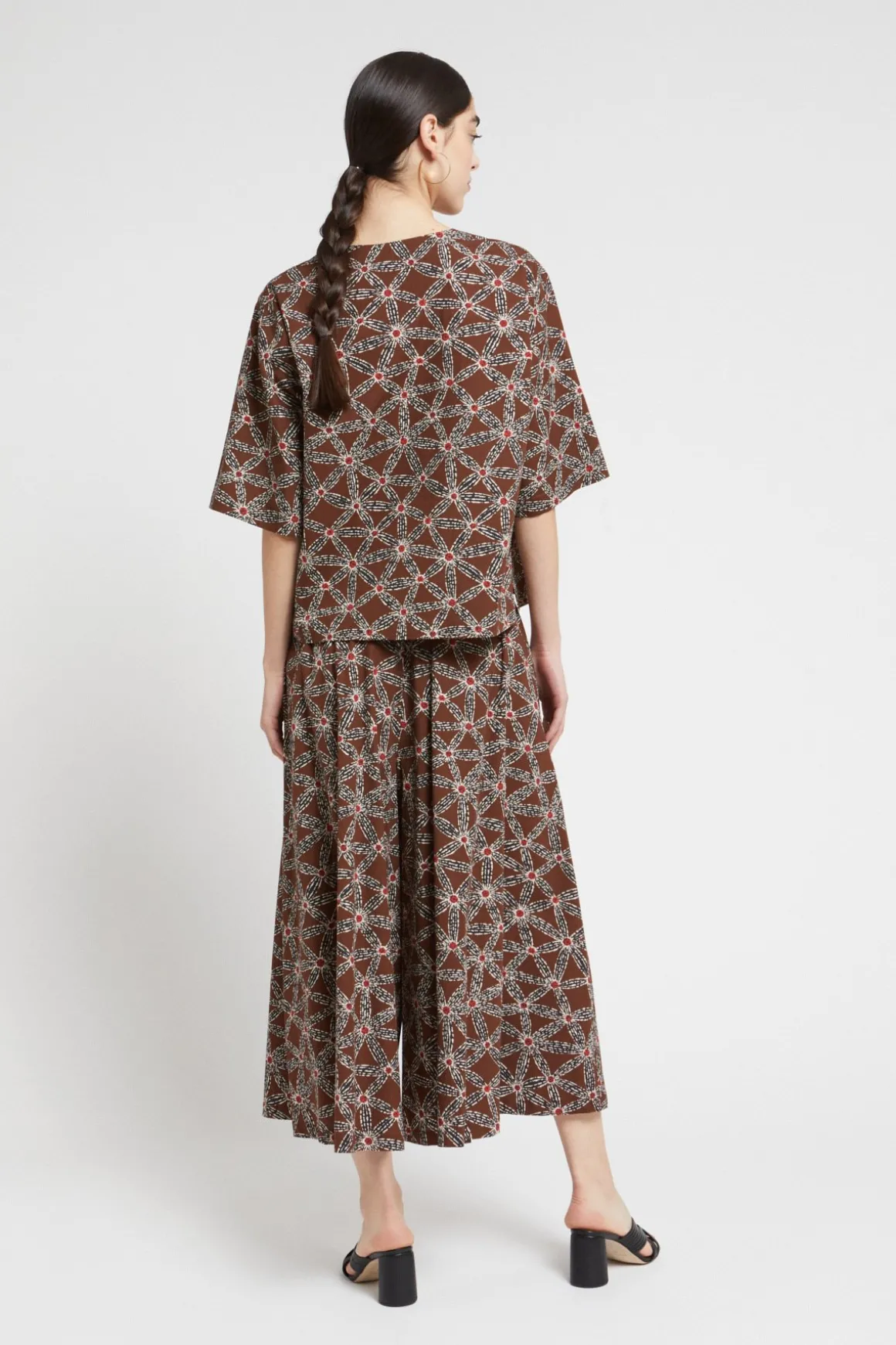 Pantalon culotte en coton imprimé