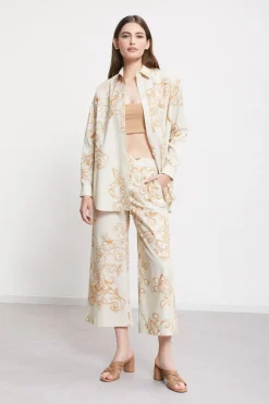 Pantalon culotte en popeline imprimée