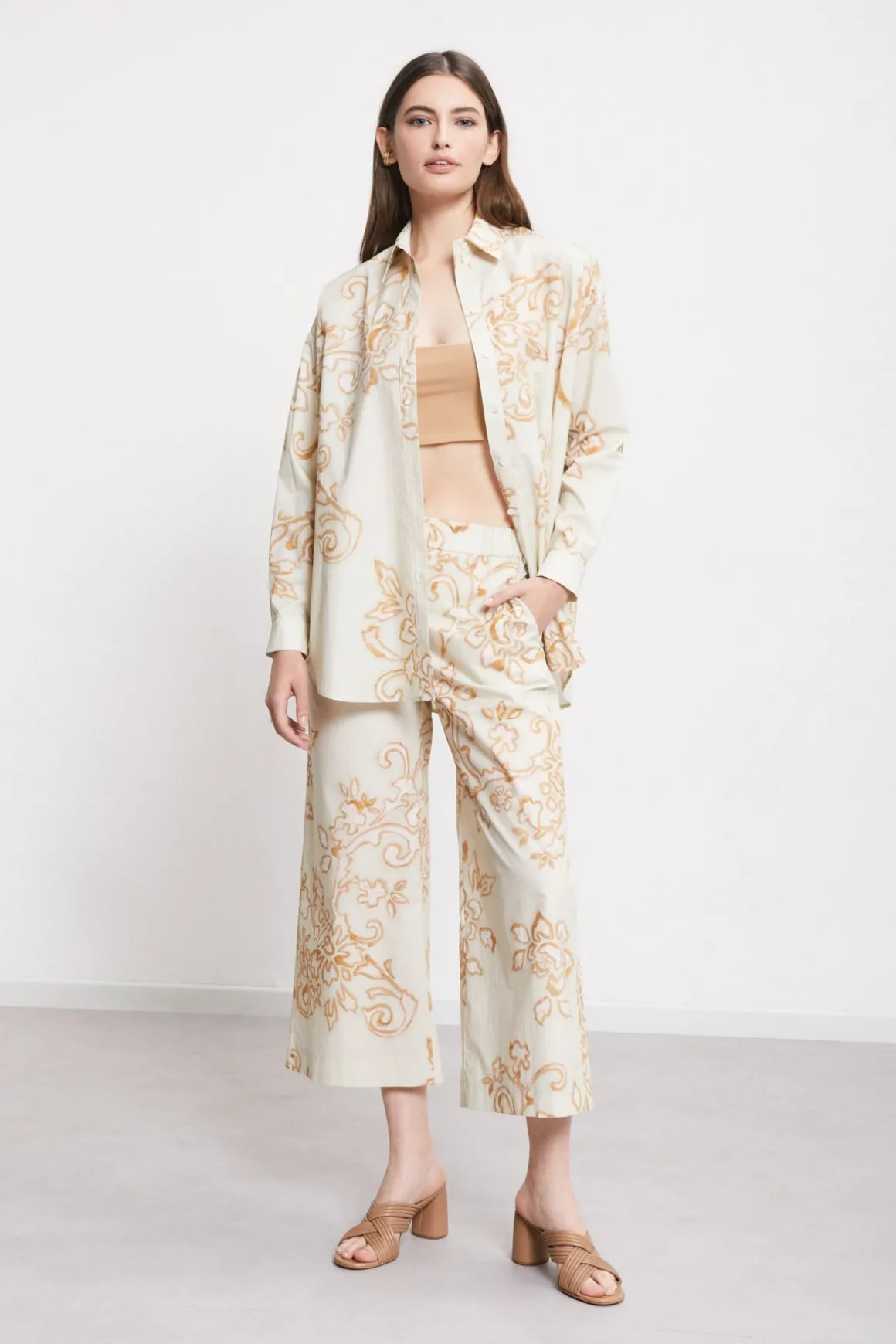 Pantalon culotte en popeline imprimée