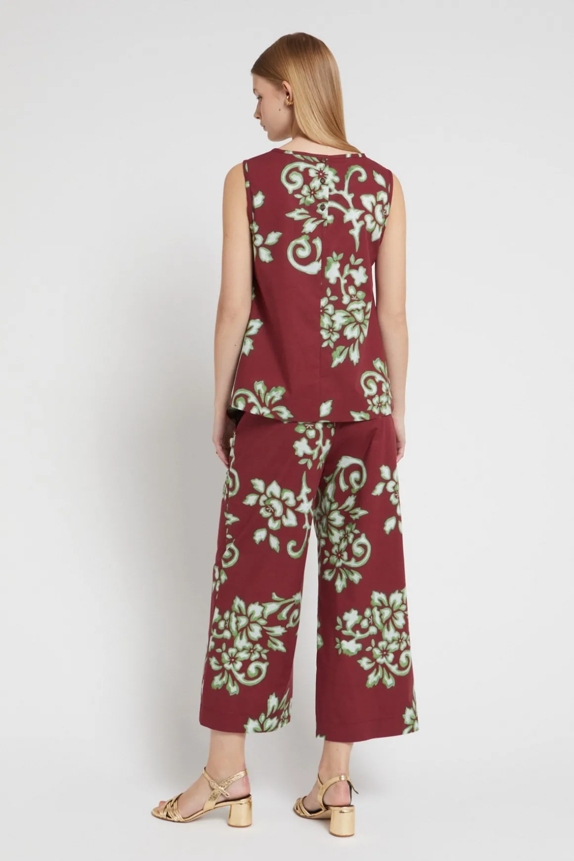 Pantalon culotte en popeline imprimée