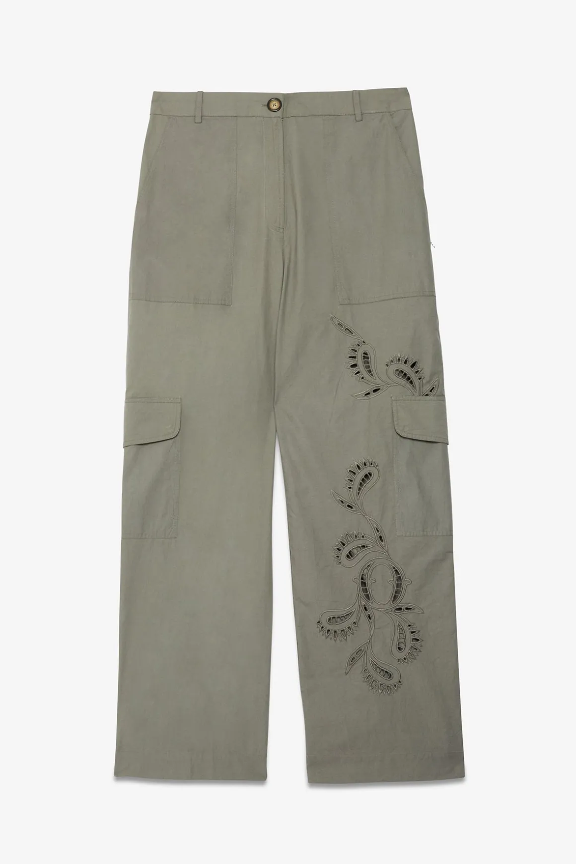 Pantalon en coton avec broderie à oeillets