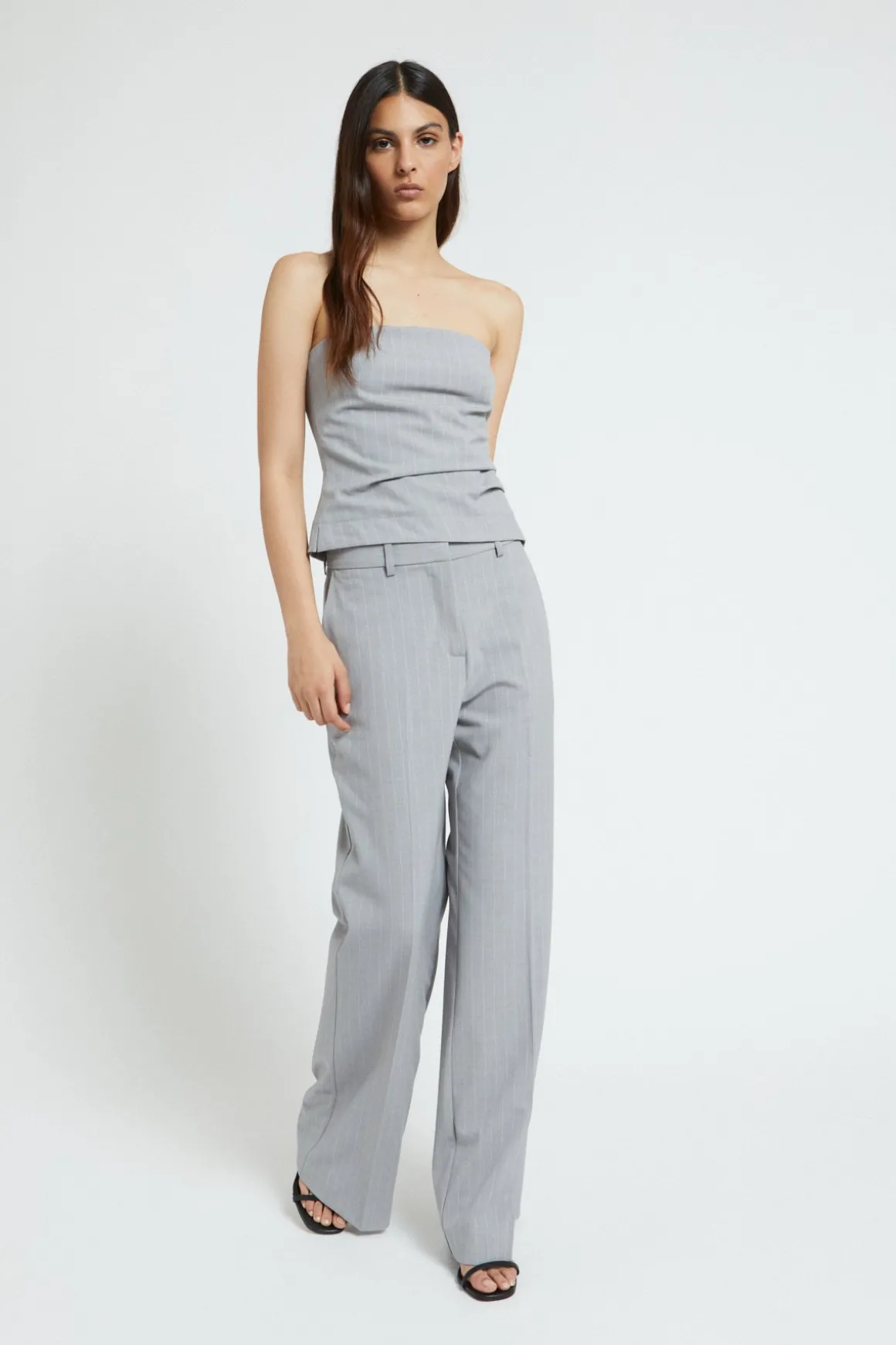 Pantalon jambe droite à rayures