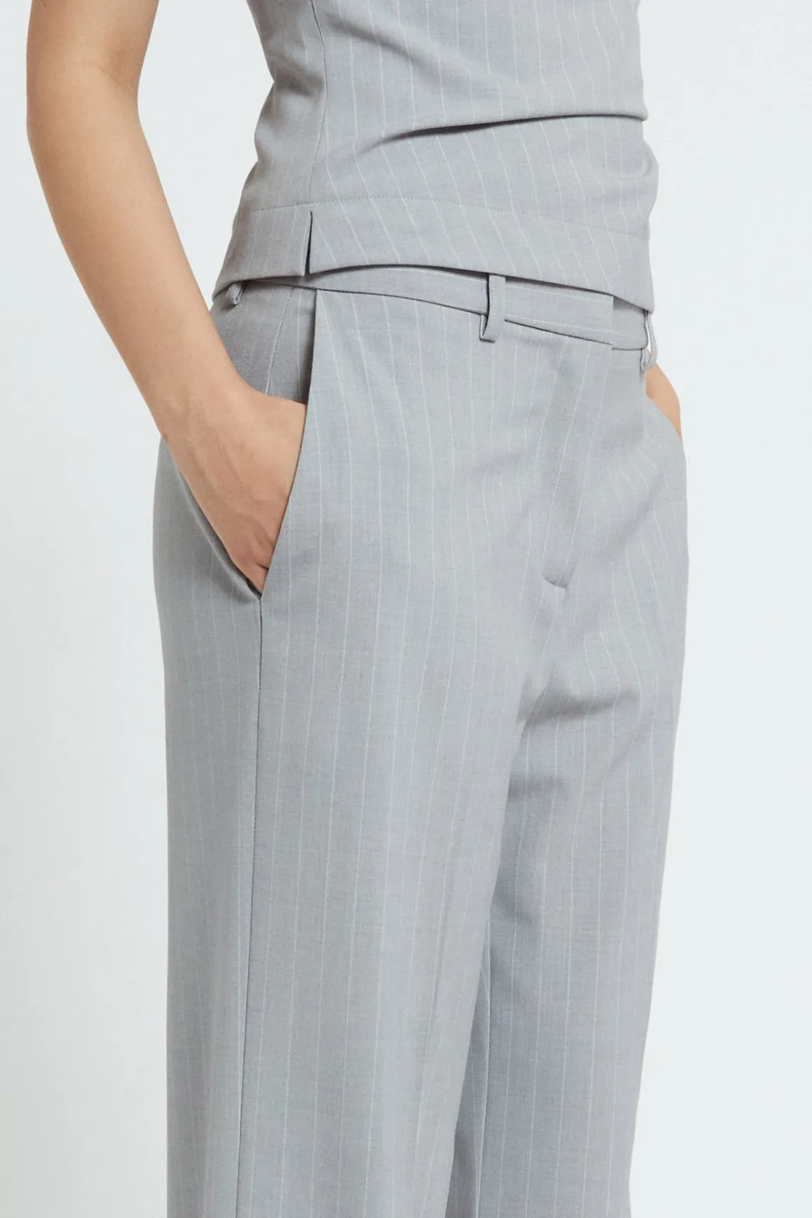Pantalon jambe droite à rayures