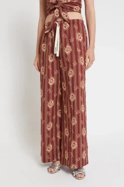 Pantalon large à rayures en mosseline de coton