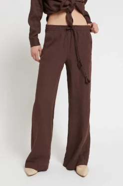 Pantalon large en lin