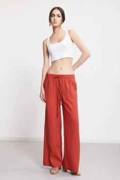 Pantalon large en lin