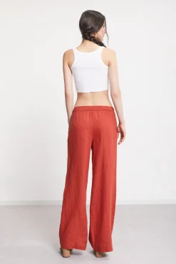 Pantalon large en lin