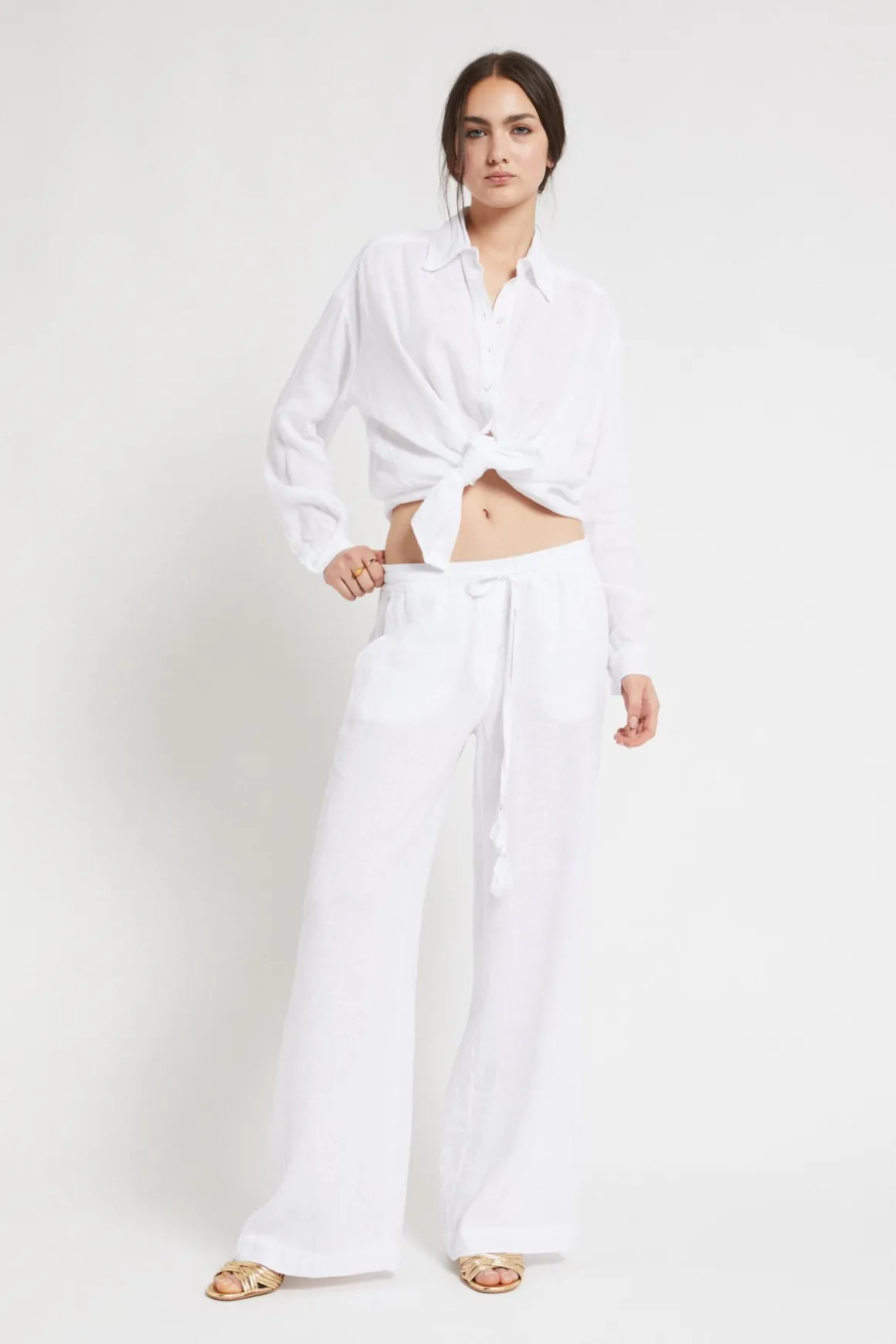 Pantalon large en lin