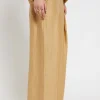 Pantalon large en lin effet satin