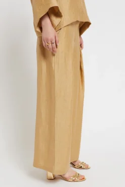 Pantalon large en lin effet satin