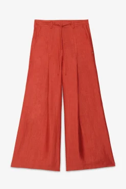 Pantalon large en lin effet satin