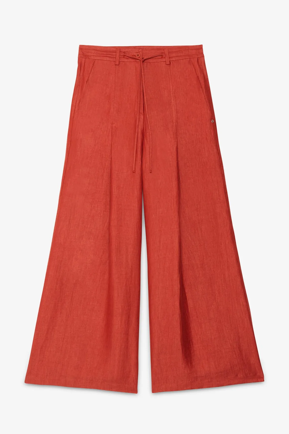 Pantalon large en lin effet satin