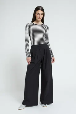 Pantalon large en popeline