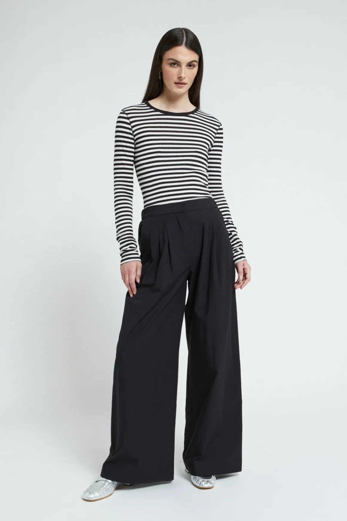 Pantalon large en popeline