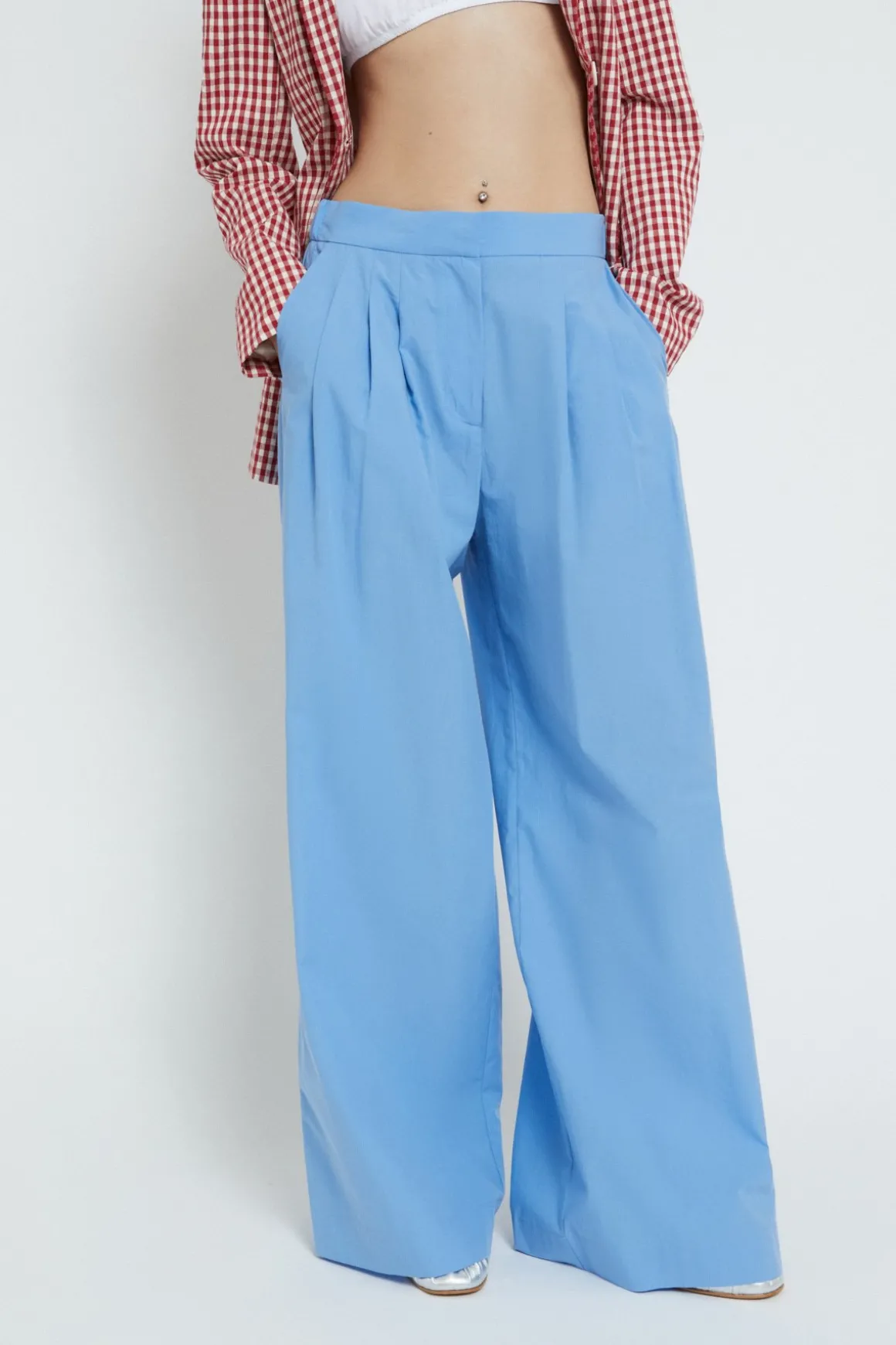 Pantalon large en popeline