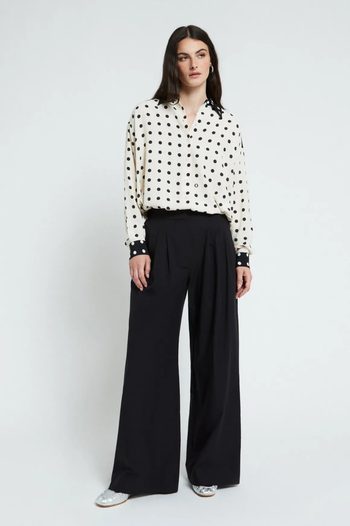 Pantalon large en popeline