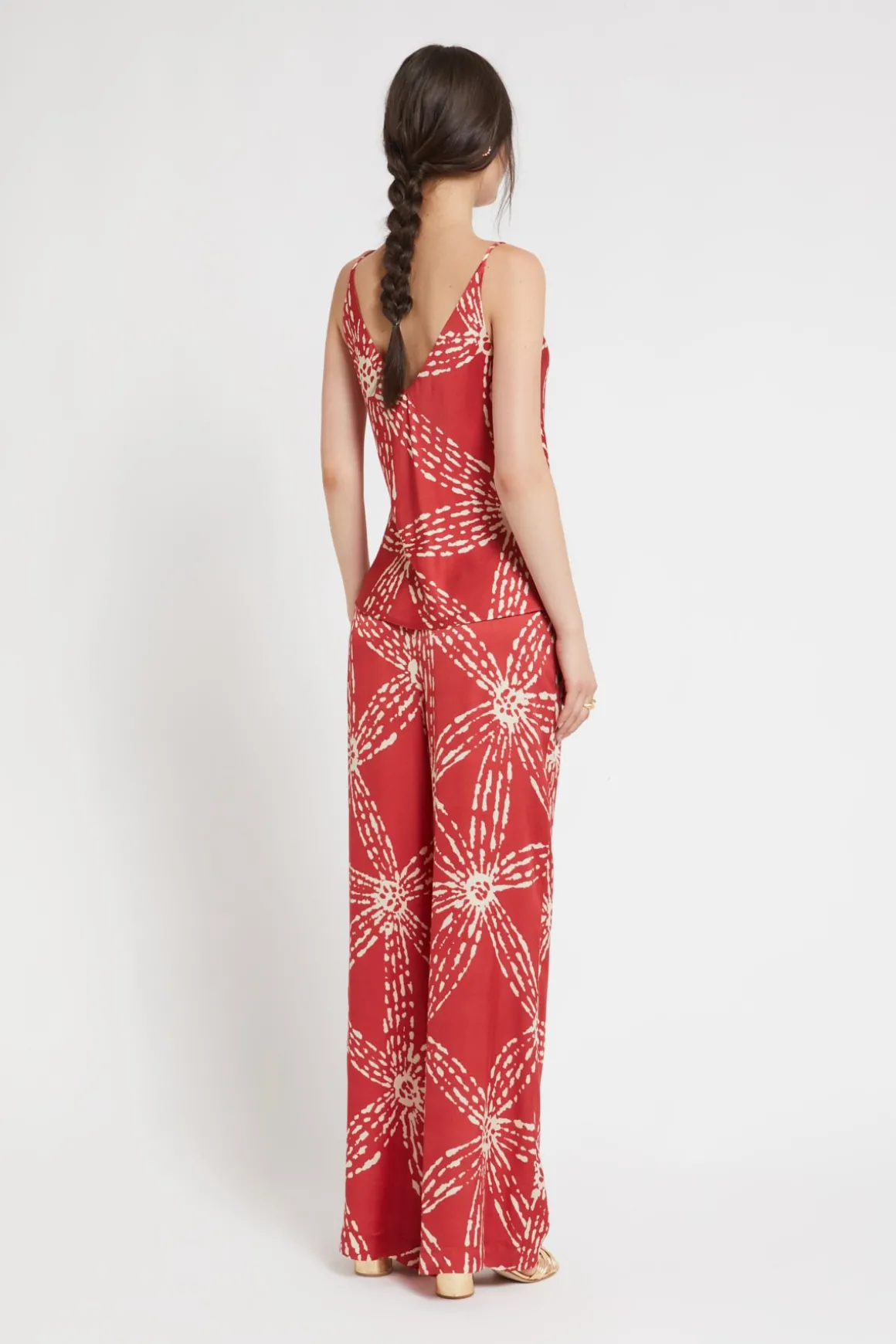 Pantalon large en satin de viscose