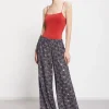 Pantalon large en viscose imprimée