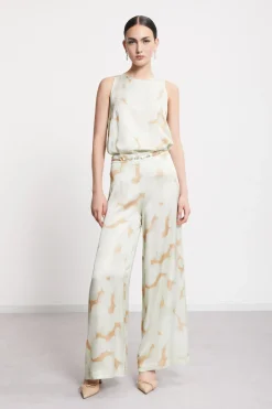 Pantalon large en viscose imprimée